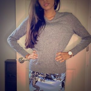 Marled grey V-neck sweater